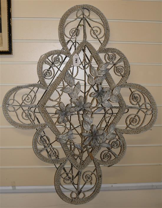 A 19th century French beadwork wall appliqué, H.94cm
